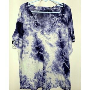 Young Fabulous & Broke Womens Sz 8 Navy Tie Dye V-Neck Cropped Top NEW